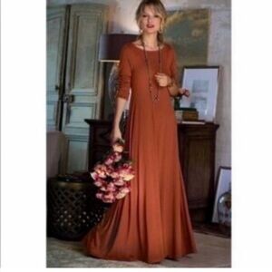 Soft Surroundings Pima Cotton Modal Blend Long Rust Orange Dress size tall XL